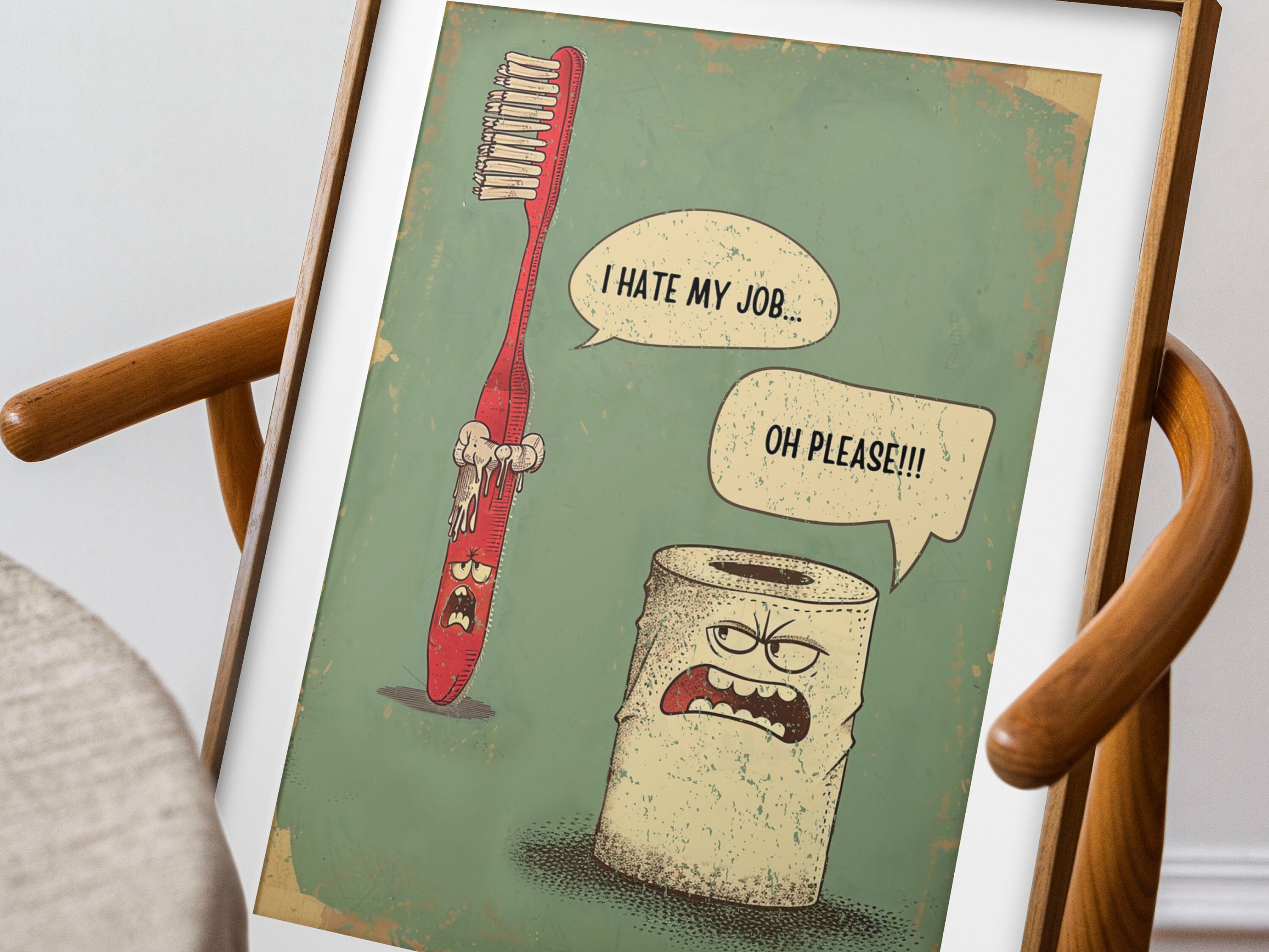 Funny Bathroom Poster: Toothbrush Vs Toilet Paper Art (digital Download ...