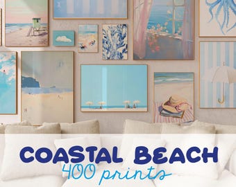 400 Coastal Wall Art Prints, Beach House Decor, Nautical Ocean (Digital Download)
