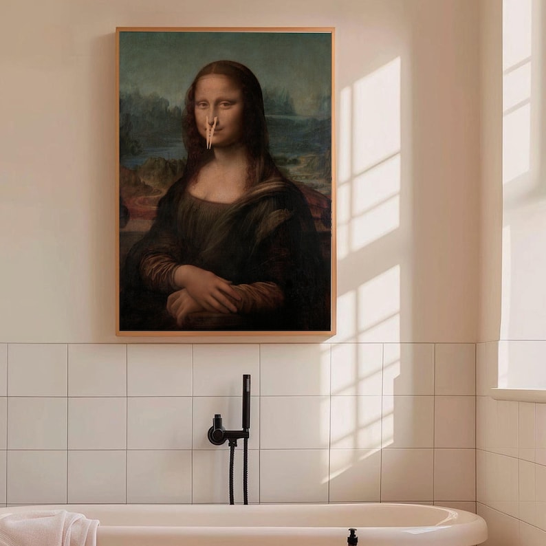 Mona Lisa Toilet Poster, Funny Bathroom Humor Art (Digital Download) image 3