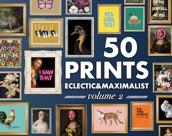 Eclectic Gallery Altered art Gallery Wall Set, MEGA BUNDLE Vol. 2 Digital Download Prints, Eclectic Wall Art Home Decor Maximalist Print Set