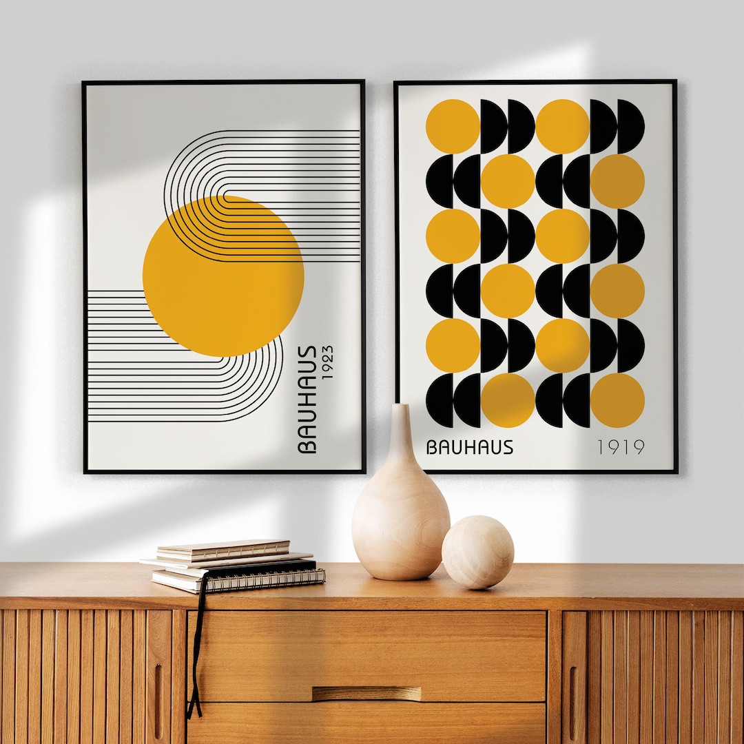 Bauhaus Art Print Set: Mid-century Modern Geometric Wall Decor (digital ...