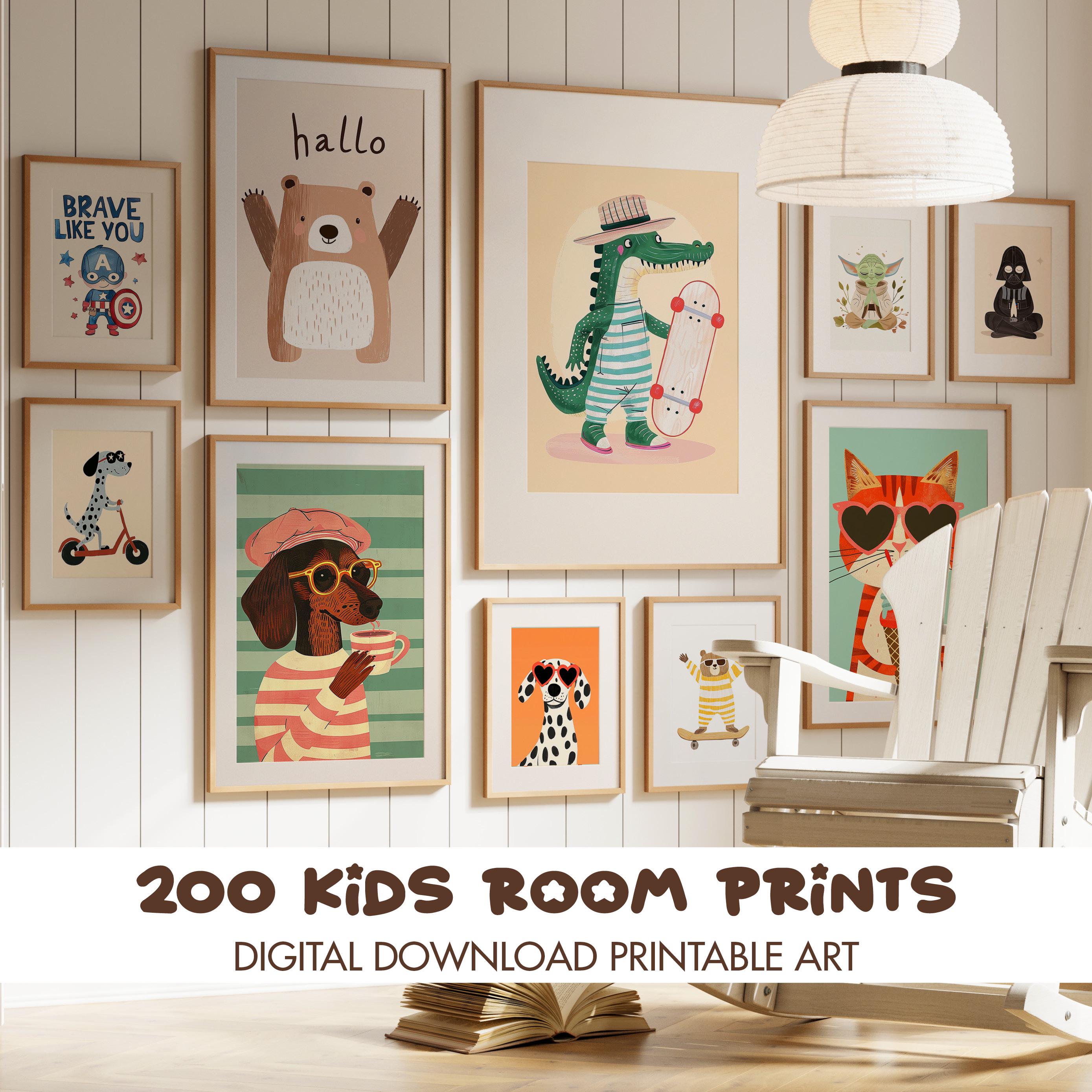 200 Eclectic Kids Room Prints, Nursery Playroom Wall Art (digital ...