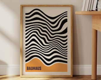Bauhaus Wave Art Print, 70s Retro Decor (Digital Download)