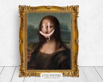 Divertente stampa artistica della Monna Lisa: dipinto rinascimentale d'epoca modificato (download digitale)