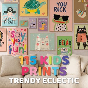 115 Kids Room Prints Gallery Wall Art Set, Nursery Wall Art, Playroom Decor, Kids Room Art, Quirky Art | Eclectic Wall Art, DIGITAL DOWNLOAD