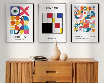 Bauhaus Exhibition Poster Set: Mid-Century Modern Geometric Art (Digital Download)