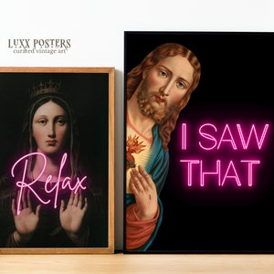 Altered Art set of 2 prints, renaissance art, eclectic home decor, funny art, maximalist wall art, vintage prints, funky wall art