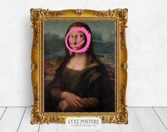 Stampa artistica di graffiti della Monna Lisa: arredamento per la casa massimalista e originale (download digitale)
