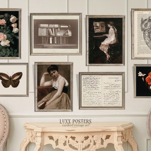 Dark academia Decor Gallery wall | Light academia bundle prints | Victorian painting | Bookish decor