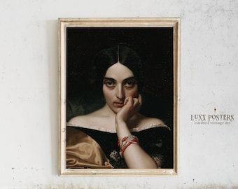 Dark Academia Woman Portrait Painting: Victorian Gothic Decor (Digital Download)