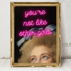 Altered Art Portrait: Pink Neon "You're Not Like Other Girls" (Digital Download) image 2