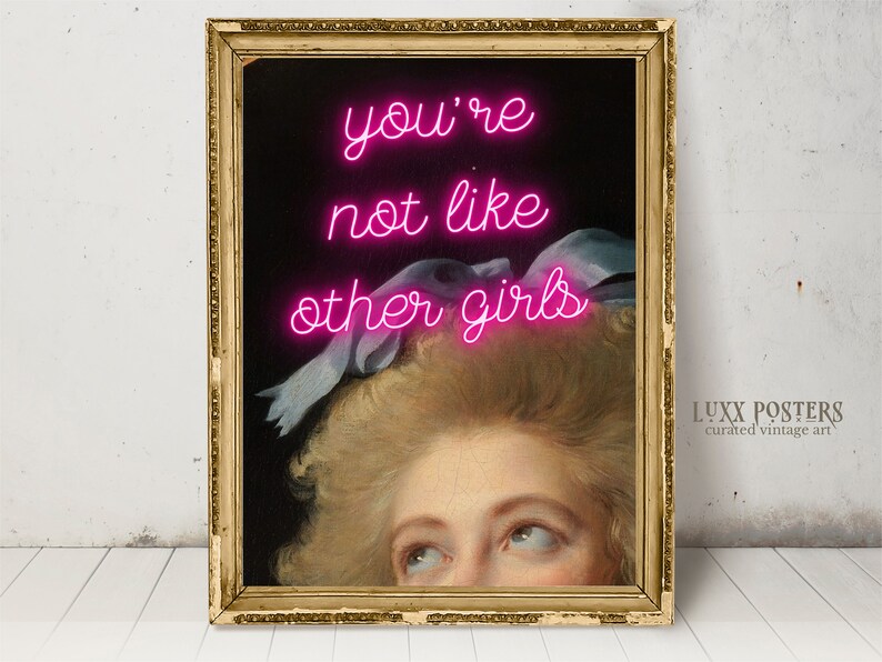 Altered Art Portrait: Pink Neon "You're Not Like Other Girls" (Digital Download) image 2