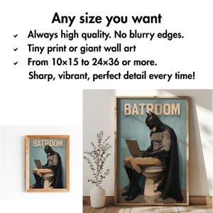 BatRoom Meme Print, Superhero Toilet Humor Wall Art (Digital Download) image 7