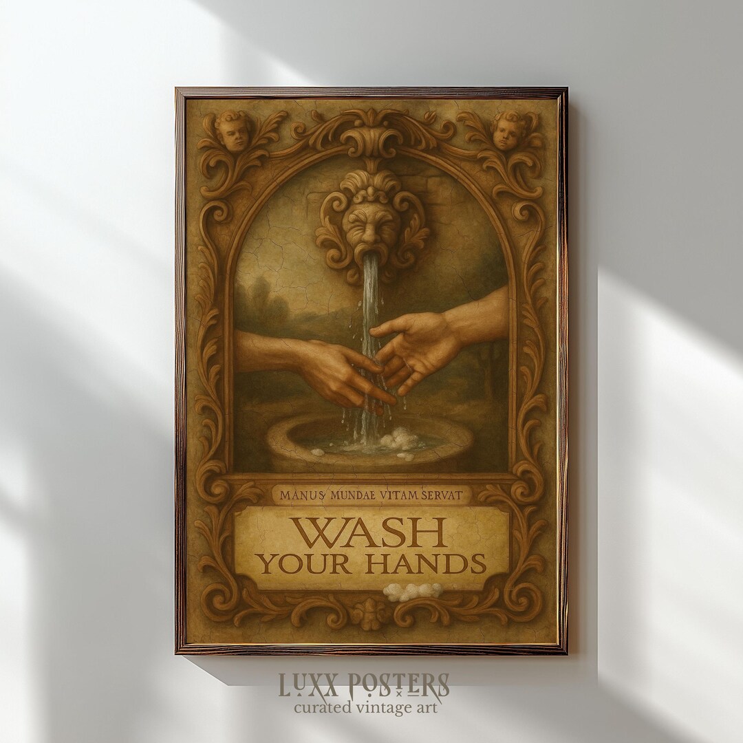 Funny Wash Your Hands Bathroom Wall Art Printable, Vintage Decor ...