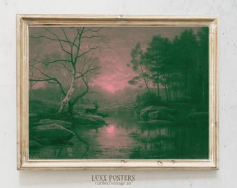 Vintage Surreal Landscape Print: Moody Dark Academia Wall Art (Digital Download)