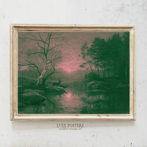 Vintage Surreal Landscape Print: Moody Dark Academia Wall Art (Digital Download)