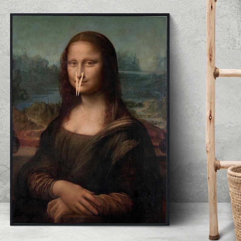 Mona Lisa Toilet Poster, Funny Bathroom Humor Art (Digital Download) image 2