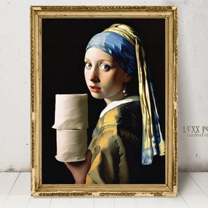 Divertente arte alterata per il bagno, arte murale eclettica extra large, stampa vintage con decorazioni massimaliste, regalo scherzoso, divertenti insegne per il bagno, surreali