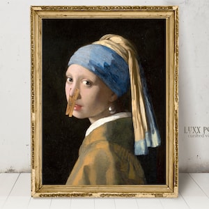 Funny Vermeer Print: Girl with Toilet Paper Altered Art (Digital Download)