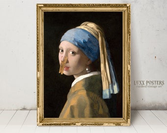Funny Vermeer Print: Girl with Toilet Paper Altered Art (Digital Download)