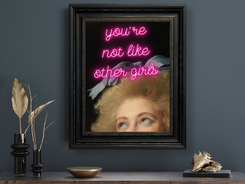 Altered Art Portrait: Pink Neon "You're Not Like Other Girls" (Digital Download) image 5