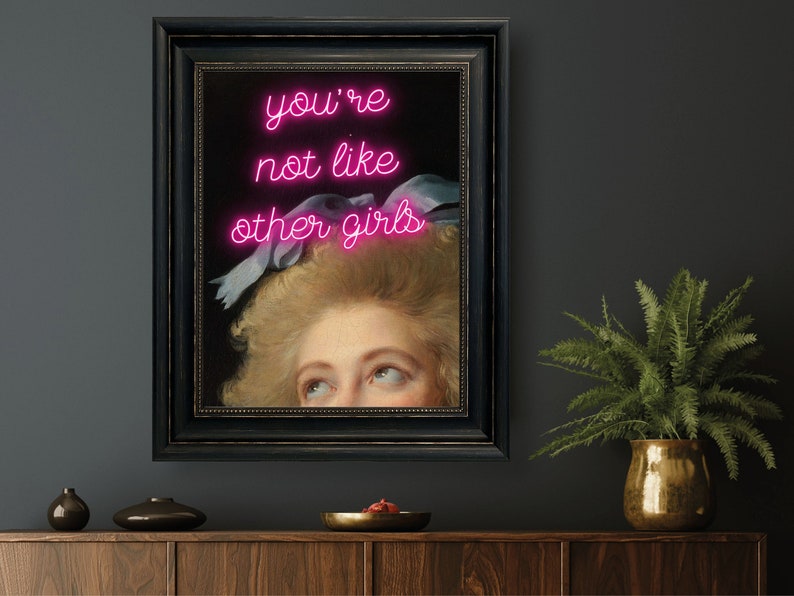 Altered Art Portrait: Pink Neon "You're Not Like Other Girls" (Digital Download) image 8