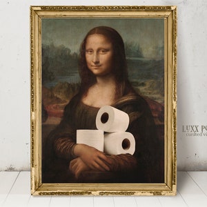 Divertente arte alterata per il bagno, arte murale eclettica extra large, stampa vintage con decorazioni massimaliste, regalo scherzoso, divertenti insegne per il bagno, surreali