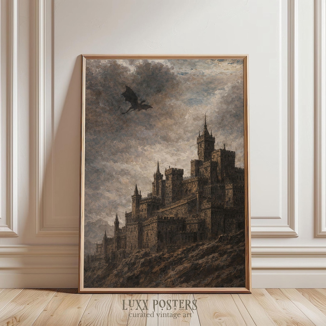Dark Academia Dragon Castle Print | Fantasy War College Wall Art ...