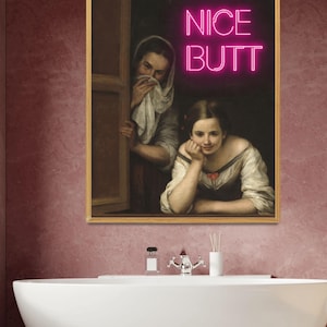 Funny Bathroom Art, Eclectic extra large wall art, Maximalist Fun decor,  Humorous Funny Above Toilet Sign,  Extra Large Eclectic poster