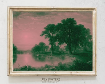 Vintage Landscape Painting: Moody Maximalist Wall Art (Printable Download)