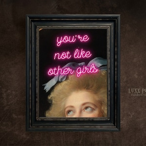Altered Art Portrait: Pink Neon "You're Not Like Other Girls" (Digital Download) image 1