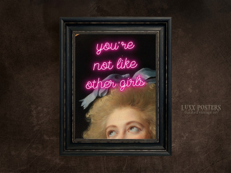 Altered Art Portrait: Pink Neon "You're Not Like Other Girls" (Digital Download) image 1