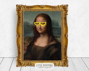 Divertente stampa artistica della Monna Lisa: dipinto eclettico modificato con graffiti (download digitale)