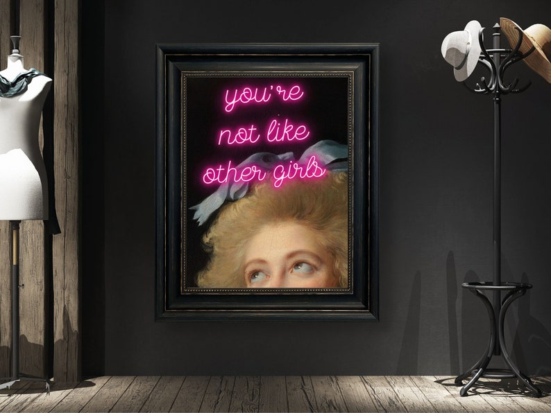Altered Art Portrait: Pink Neon "You're Not Like Other Girls" (Digital Download) image 6