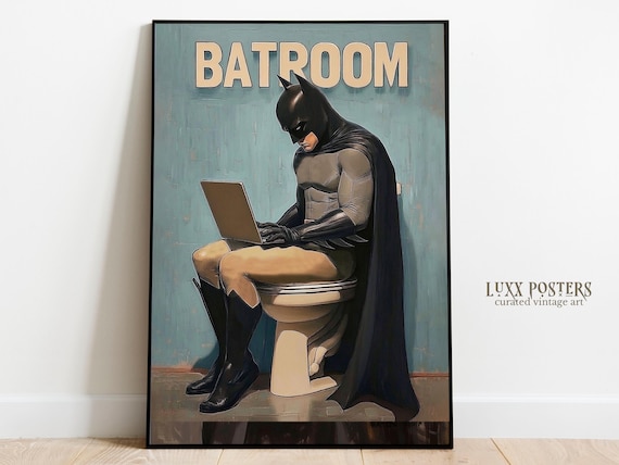 BatRoom Meme Print, Superhero Toilet Humor Wall Art (Digital Download)