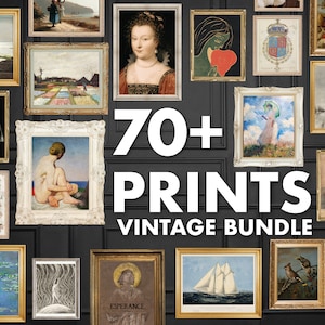 Sztuka ścienna w stylu vintage, zestaw galerii ściennych Eclectic Prints Mega Bundle 70+ plakatów w stylu vintage, wydruki artystyczne w stylu vintage, angielski domek, wystrój w stylu maksymalistycznym
