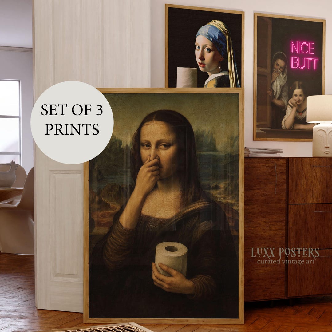 Funny Bathroom Art Prints – Altered Vintage Art Set (digital Download ...