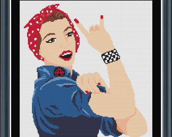 Punk Rosie Cross Stitch Pattern PDF, Pattern Keeper Compatible, Rosie the Riveter