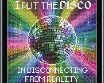 Disco Disconnection PDF Cross Stich Pattern, Pattern Keeper Compatible