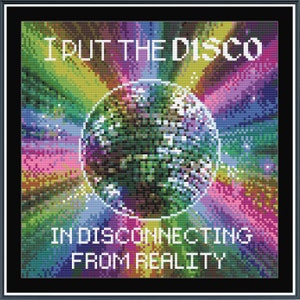 Disco Disconnection PDF Cross Stich Pattern, Pattern Keeper Compatible