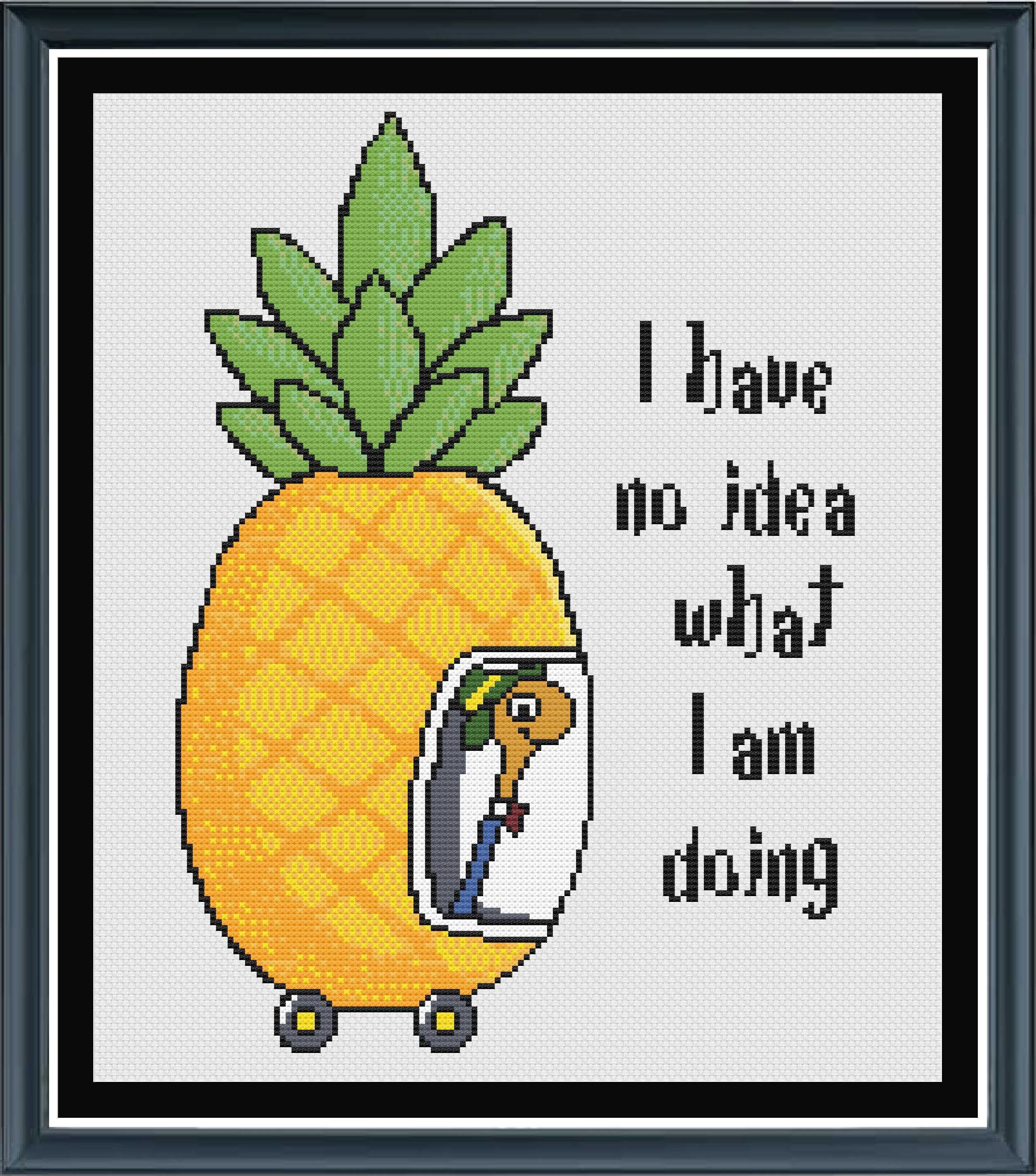 Pineapple Car I Have No Idea What I Am Doing, Cross Stitch Pattern