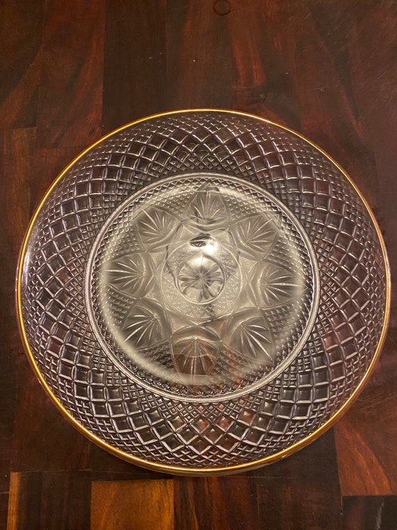 Godinger Crystal Gold Trim Salad Plates set of 6 Etsy