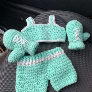 Crochet boxing outfit/ boxing photo prop/ girl boxing outfit