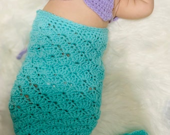 Mermaid photo prop/newborn mermaid/mermaid shower gift/ crochet mermaid newborn