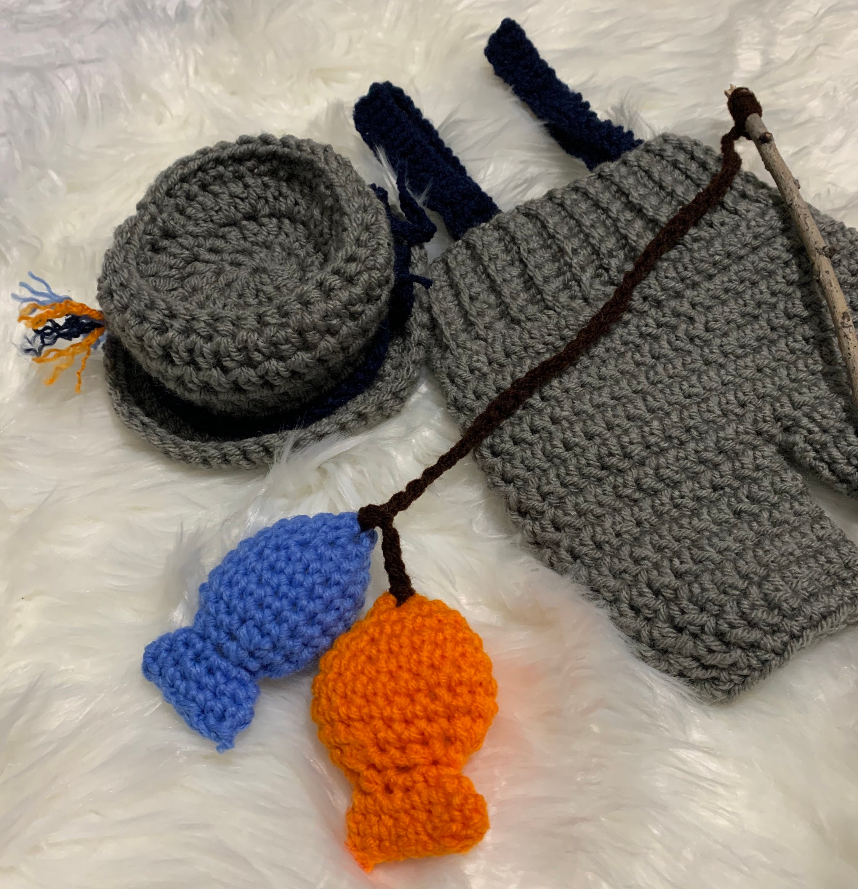 Fishing Outfit/ Newborn Fishing Photo Prop/ Crochet Fishing Outfit 