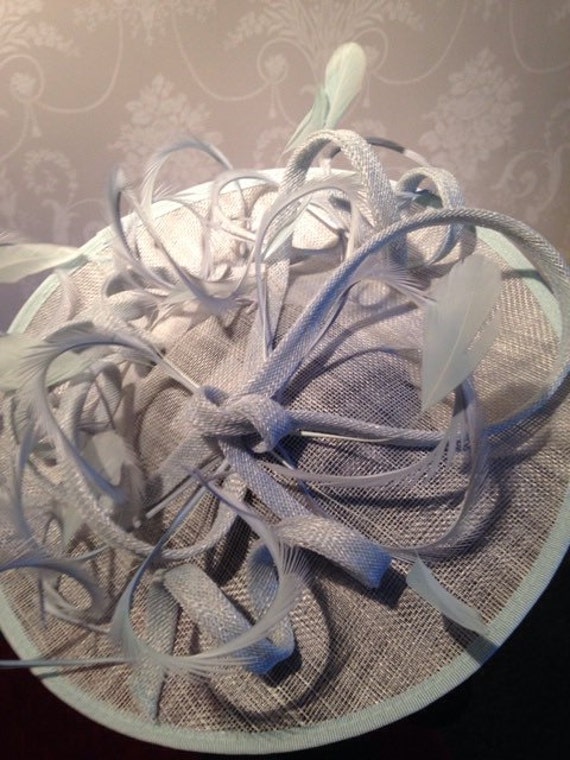 Ice Blue Handmade Sinamay Fascinator 