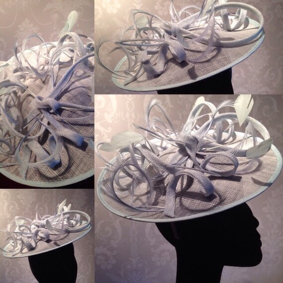 Ice Blue Handmade Sinamay Fascinator 