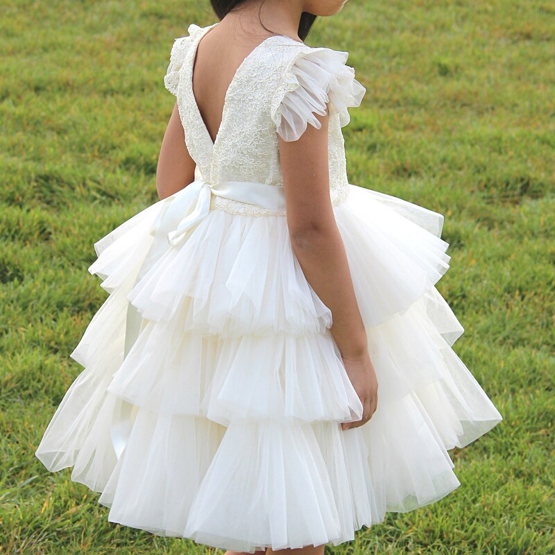 Amberly Kids Dress - Ivory