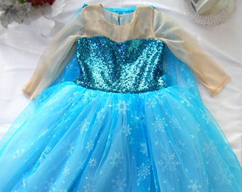 Elsa Inspired dress, Frozen Elsa Inspired birthday dress, Toddler Princess Elsa inspired costume, Ice blue tulle dress, Snowflake dress