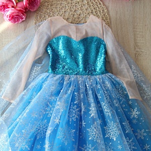 Snow Queen Costume: Blue Sequin Tulle Dress - Frozen Inspired